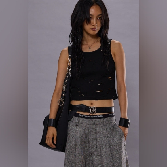 R13 Tops - R13 Distressed Sleeveless Tank Top Black Sz S Org $145